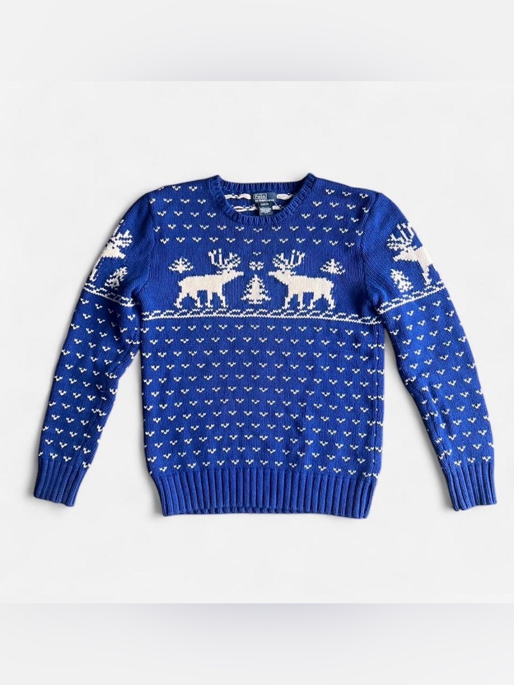 Vintage 90’s Polo Ralph Lauren reindeer holiday sweater in blue